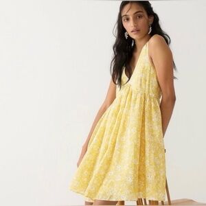 J. Crew Yellow Backless Floral Dress